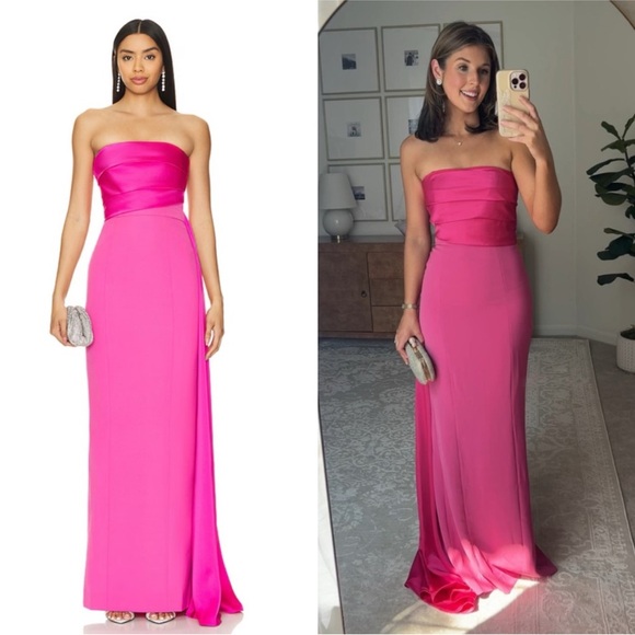 NBD Dresses & Skirts - Revolve NBD Amira Gown in Pop Pink Strapless Evening Gown Maxi Dress Small NWT